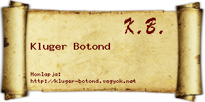 Kluger Botond névjegykártya